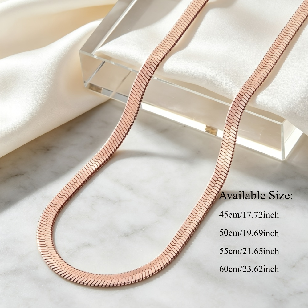 Women's Rose Golden-tone Flat Snake Chain Necklace